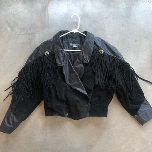 Vintage leather fringe jacket